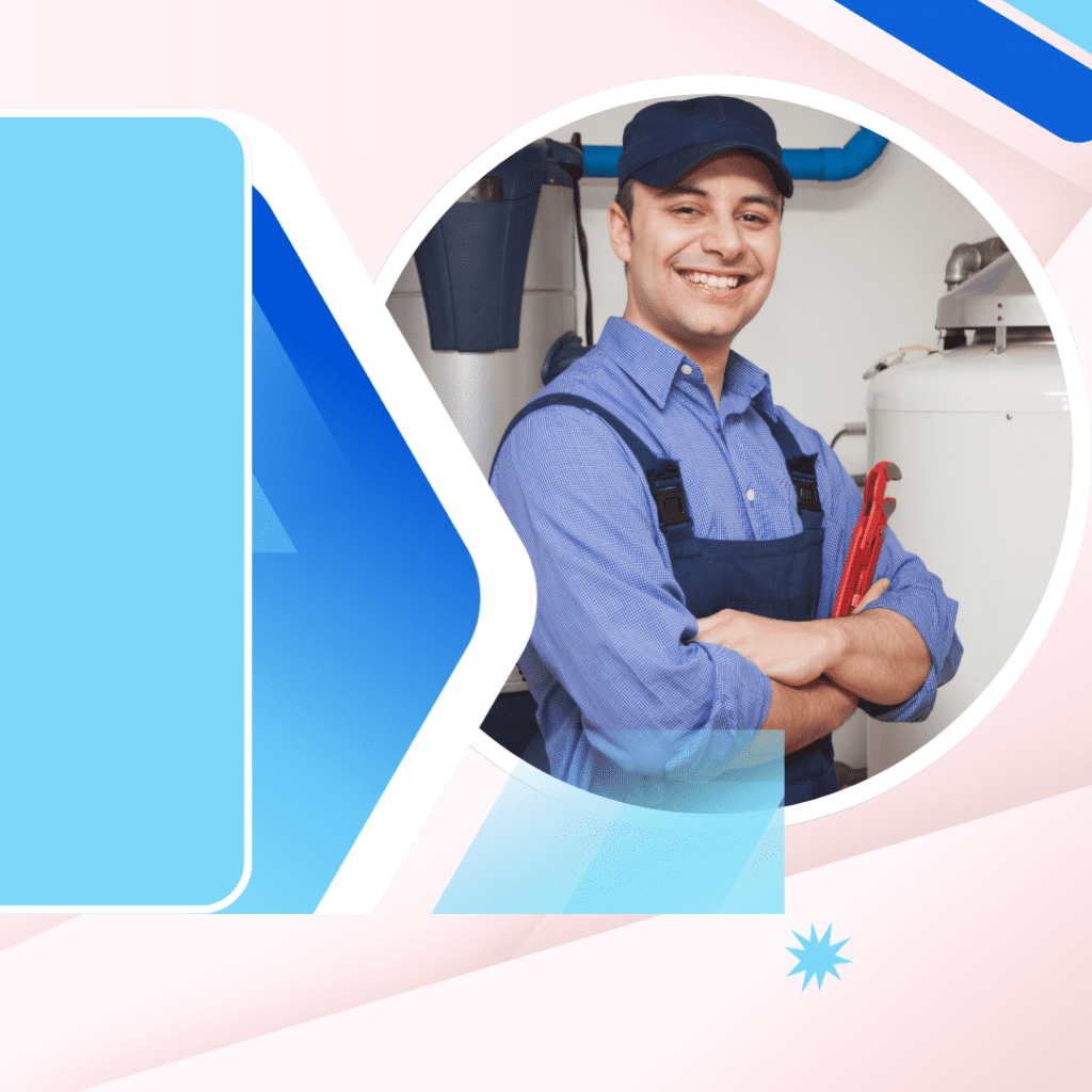 Plumber smiling confidently with tools in hand, representing expert plumbing repair services by Frost & Kretsch Plumbing Inc in Armada.