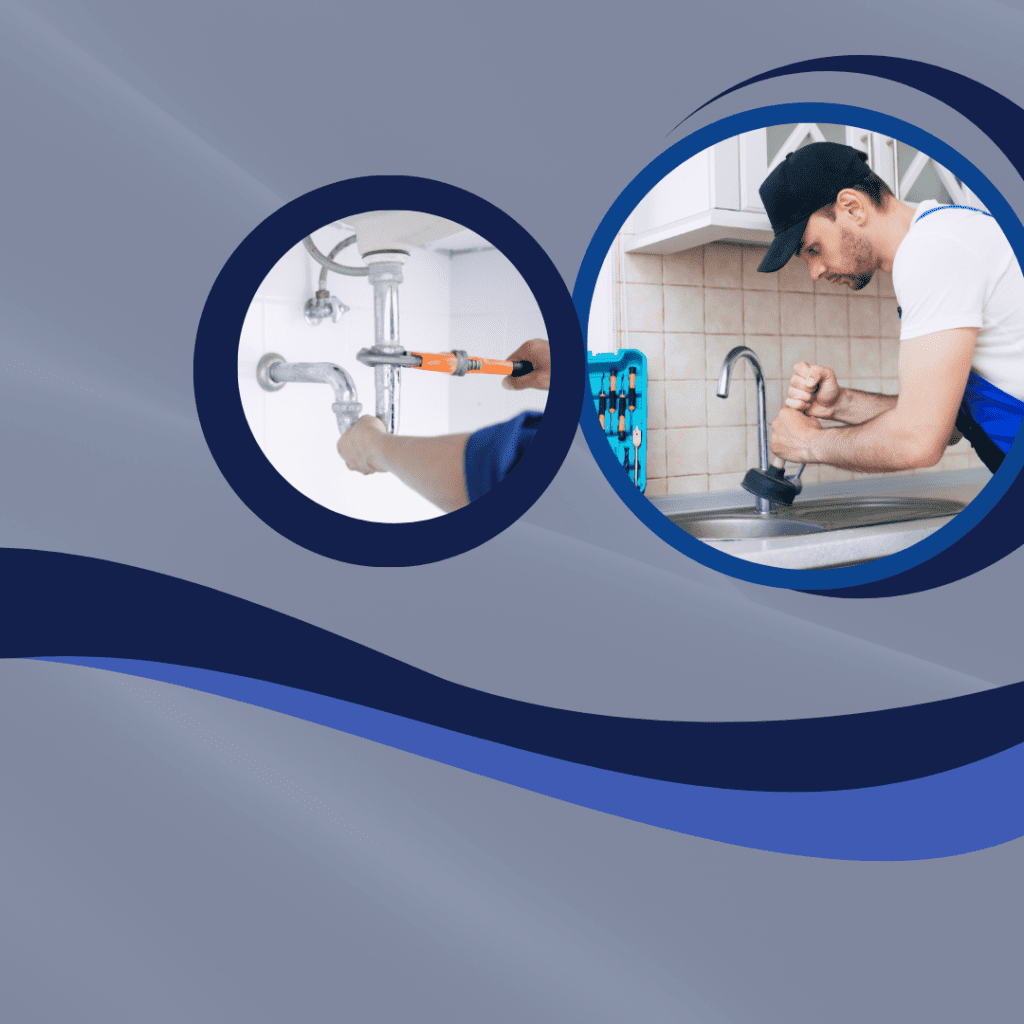 Plumber using tools to fix pipes and unclog a sink, representing reliable plumbing services by Frost & Kretsch Plumbing.