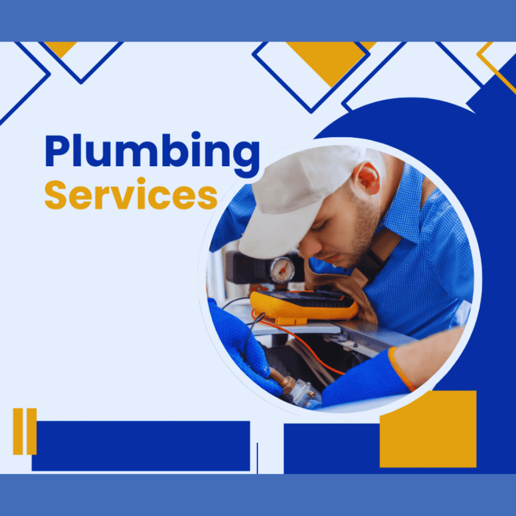 Plumber in blue shirt and gloves working on plumbing services, featuring tools and equipment, emphasizing reliability and expertise in Richmond plumbing solutions.