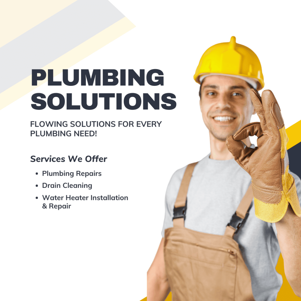 Plumber in yellow hard hat and gloves smiling, promoting plumbing services including repairs, drain cleaning, and water heater installation, relevant to Frost & Kretsch Plumbing Inc.'s guidance on proper grease disposal to prevent kitchen drain clogs.