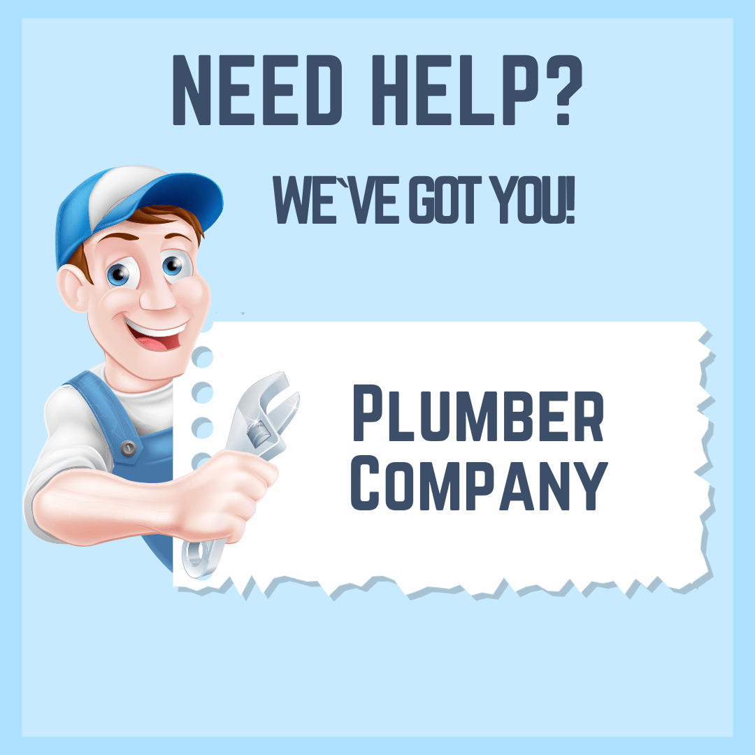Cartoon plumber holding a wrench with text "Need Help? We've Got You!" and "Plumber Company," emphasizing plumbing services in Macomb.