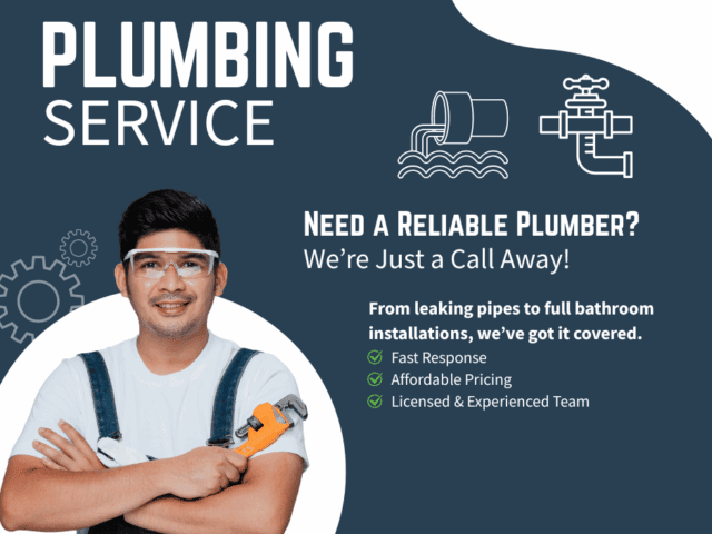 Plumbing service advertisement featuring a smiling plumber with a wrench, emphasizing reliability, fast response, affordable pricing, and a licensed team, aligned with Frost & Kretsch Plumbing's offerings in Clinton Township.